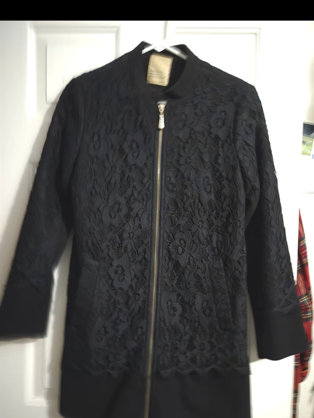 Breakout Women's Outer Wear Black Lace Zip Bomber Jacket
